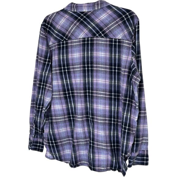 Woolrich Plaid Flannel Shirt XXL Purple Black Long Sleeve 100% Cotton - Picture 8 of 14